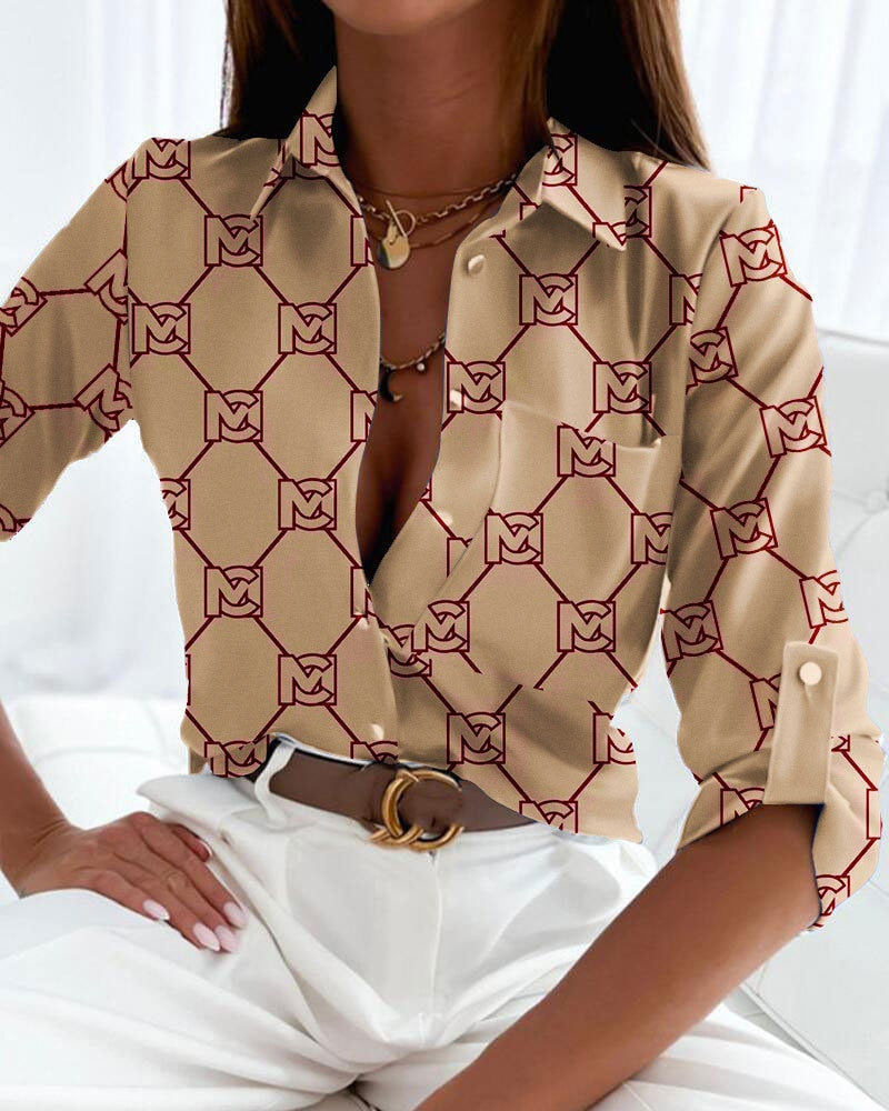 Esther Stylish Printed Button-Up Blouse for Style for Women's Fashion Style