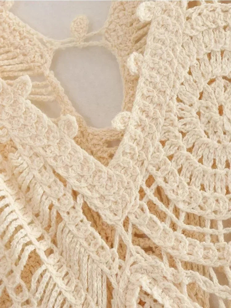 Abigail White Crochet Boho Midi Dress