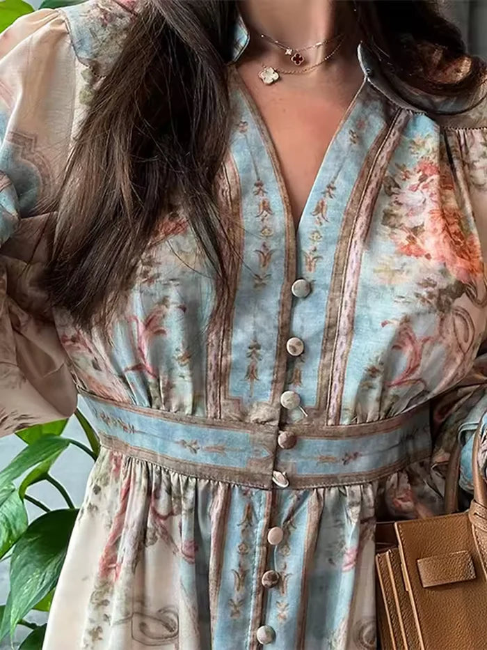 Naomi Baroque Print Maxi Dress
