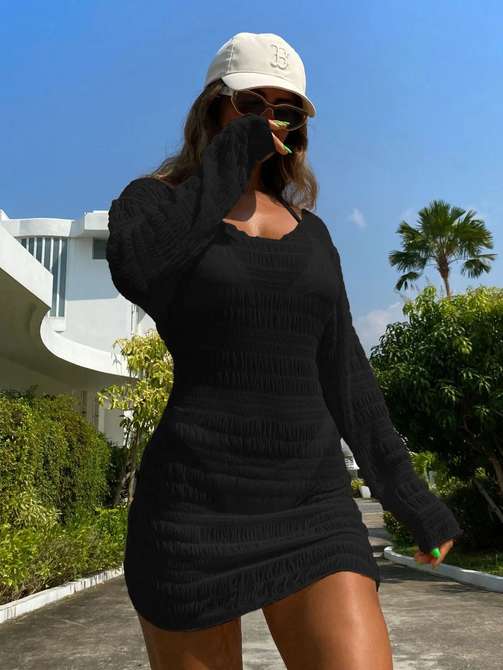 Halo Piece Knit Bikini Set Backless Dress