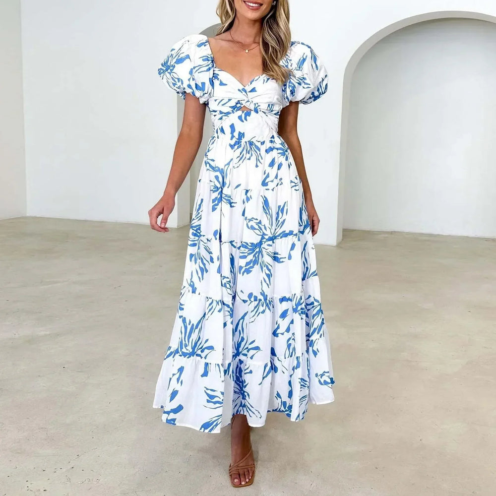 Mira Floral V-Neck Maxi Dress for Weddings and Galas