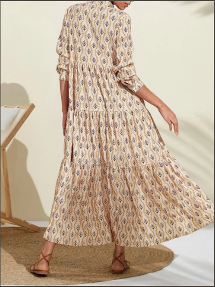 Evelina Printed V-Neck Vacation Dress