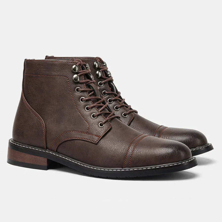 Renato Classic Lace-Up Leather Ankle Derby Dress Boots