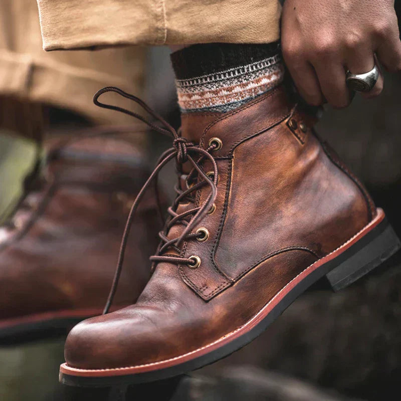 Marchisio Leather High-Top Outdoor Casual Ankle Boots