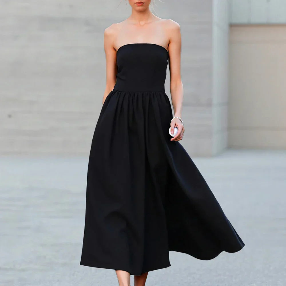 Yuna Off-Shoulder Puff Sleeve Midi Dress