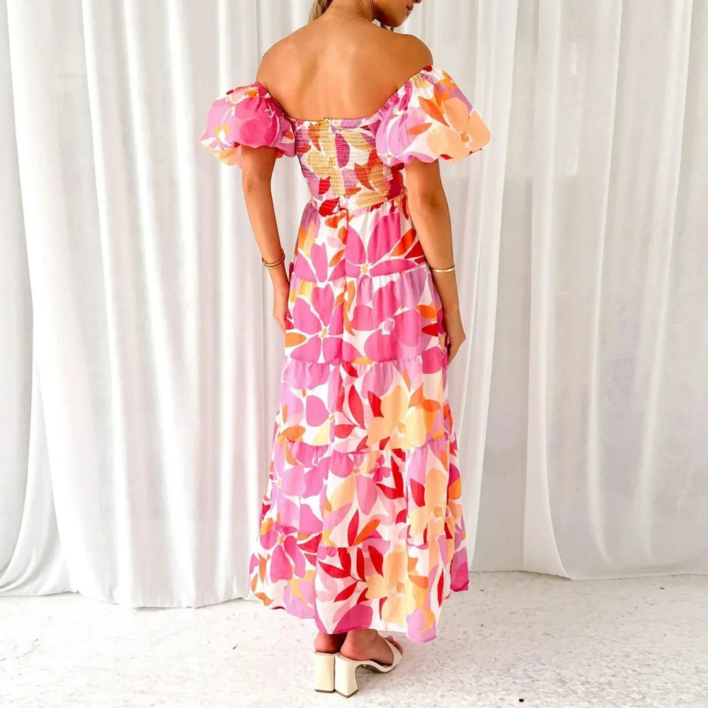 Mira Floral V-Neck Maxi Dress for Weddings and Galas