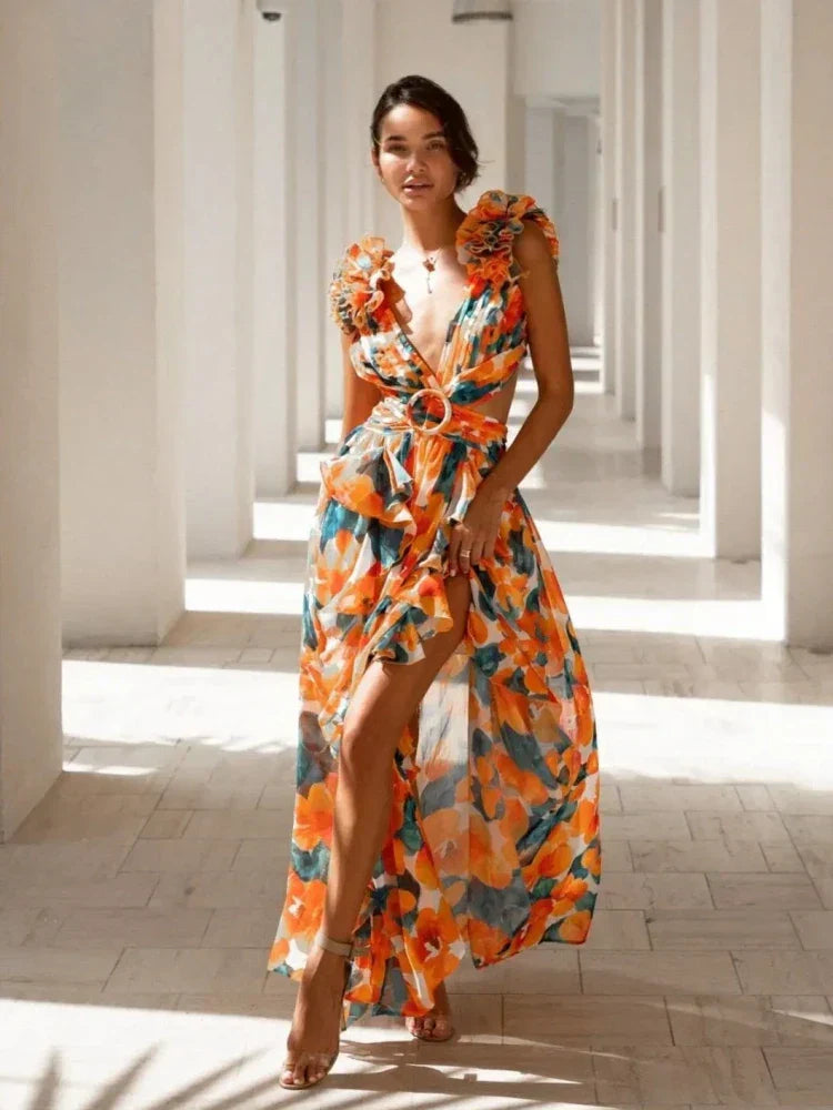 Lexi Backless Ruched Maxi Dress