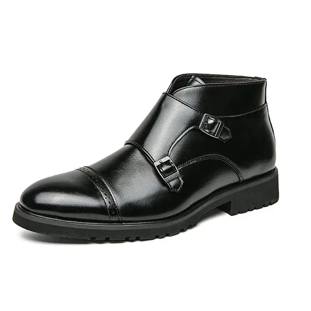 Levi Faux Leather Double Buckle Adjustable Casual Boots
