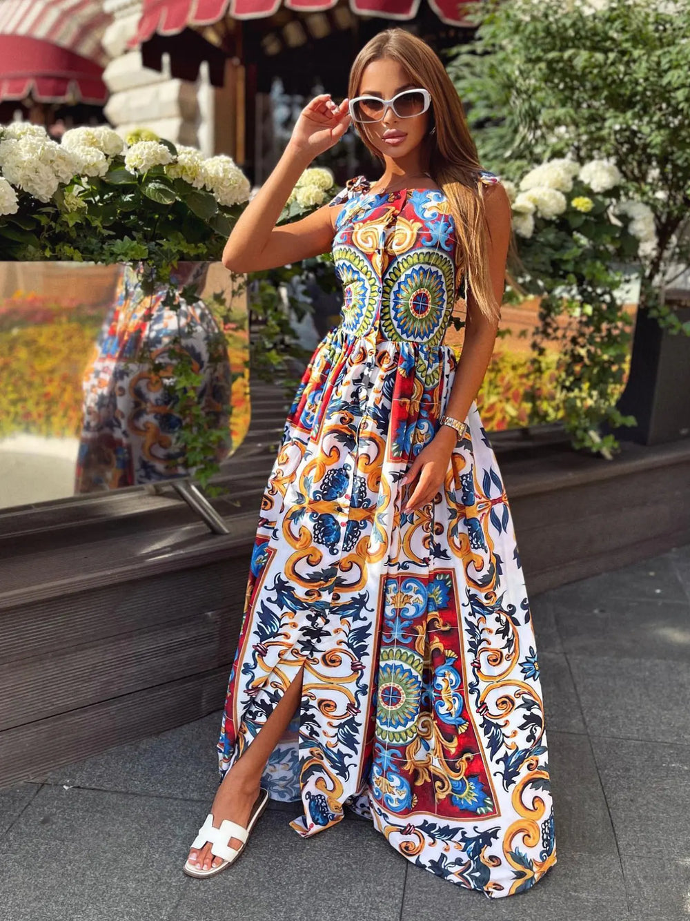 Valencia A-Line Print Maxi Dress