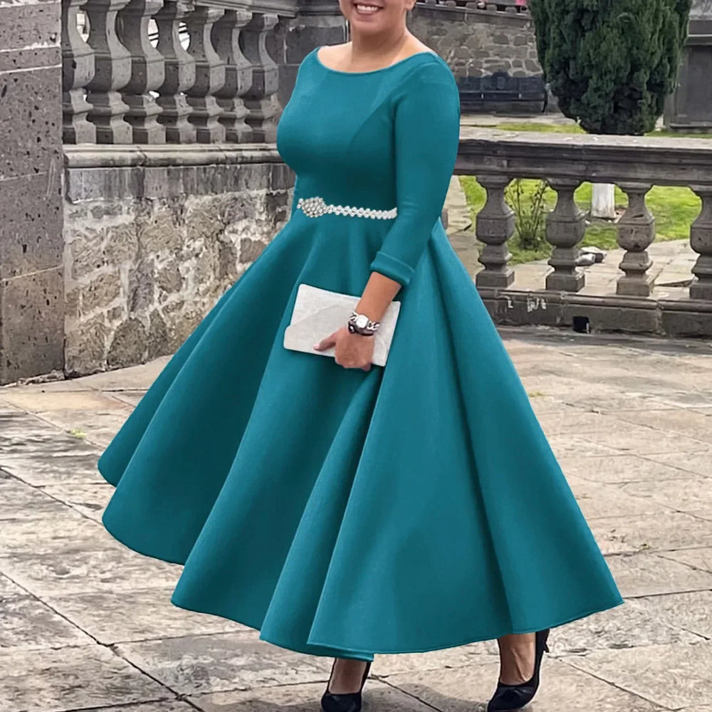Alessia Pleated A-Line Maxi Dress With Belt