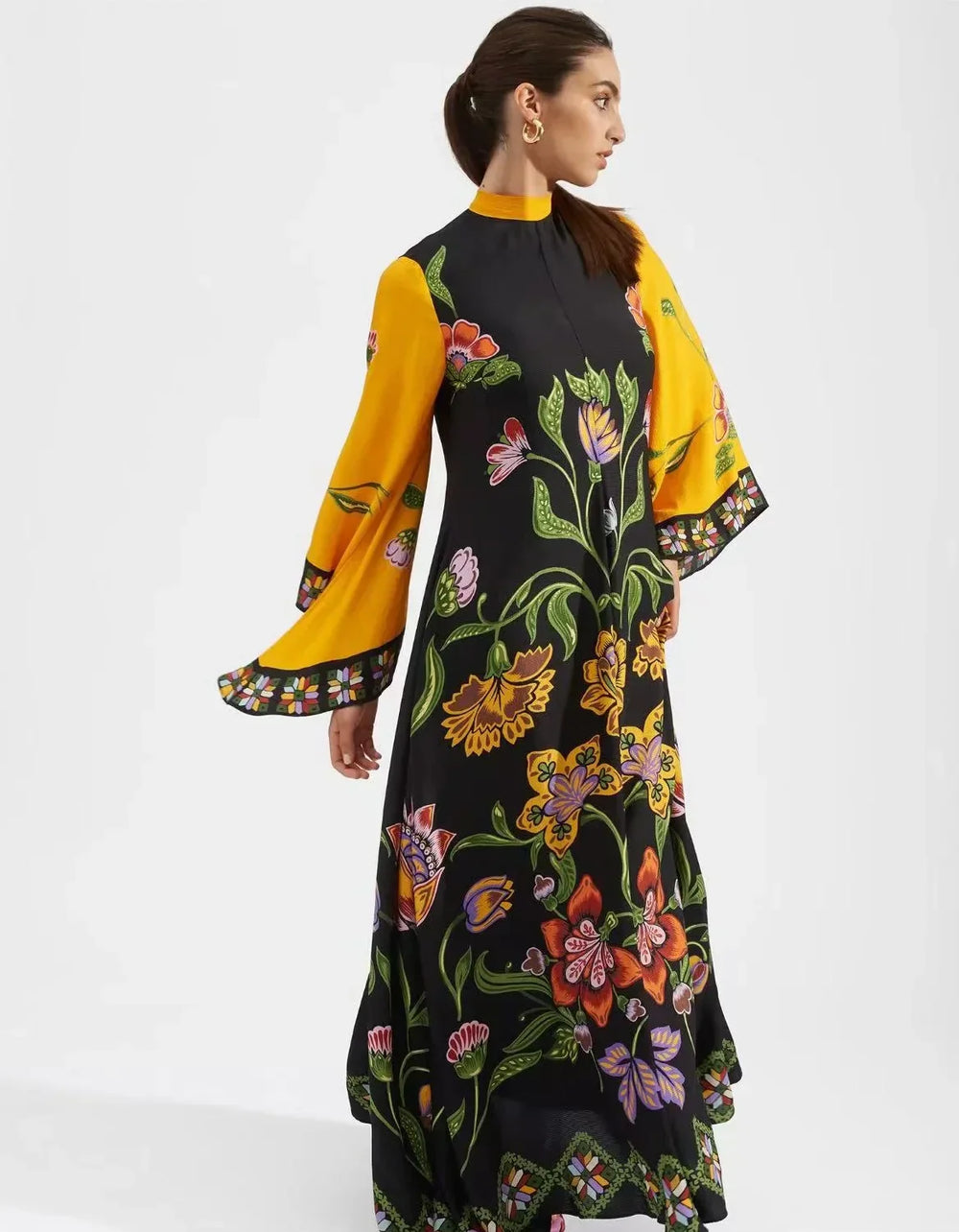 Sculpted Elegance Floral Maxi Dress