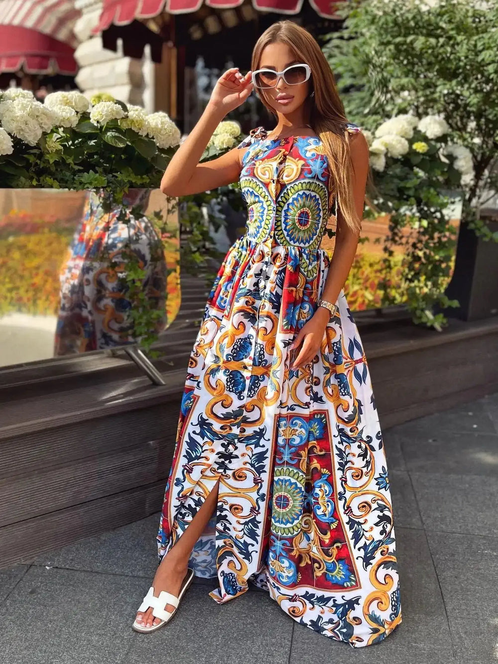 Valencia A-Line Print Maxi Dress