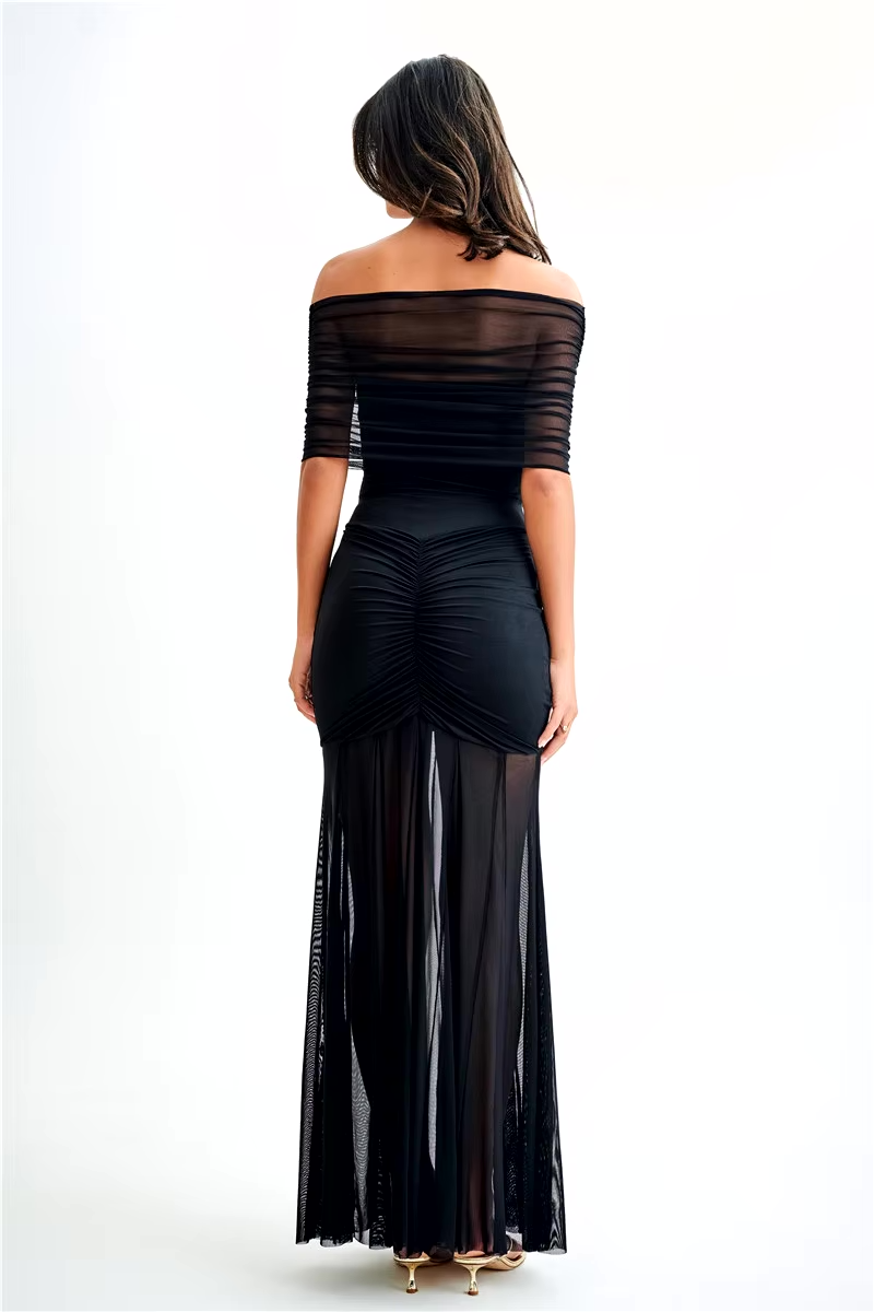 Celeste Elegant Draped Stretch Maxi Dress for Evenings