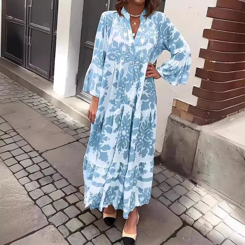 Isolde Lace-Up Printed Shirt Dress