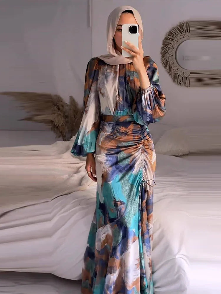 Samarah Ruched Puff-Sleeve Dress