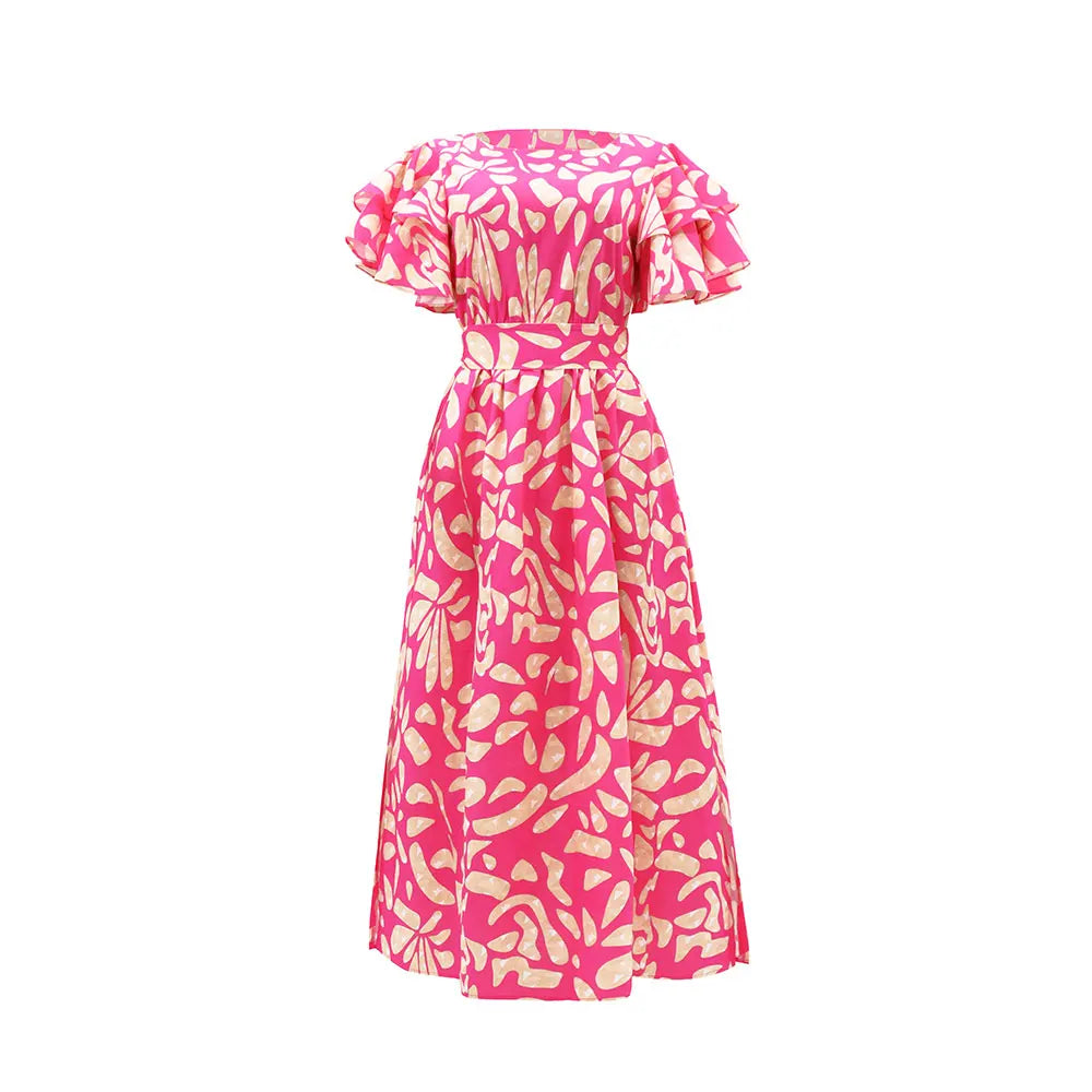 Celestia Vintage Ruffle Maxi Dress