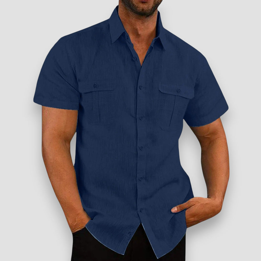 Kasper Short-Sleeve Linen Shirt