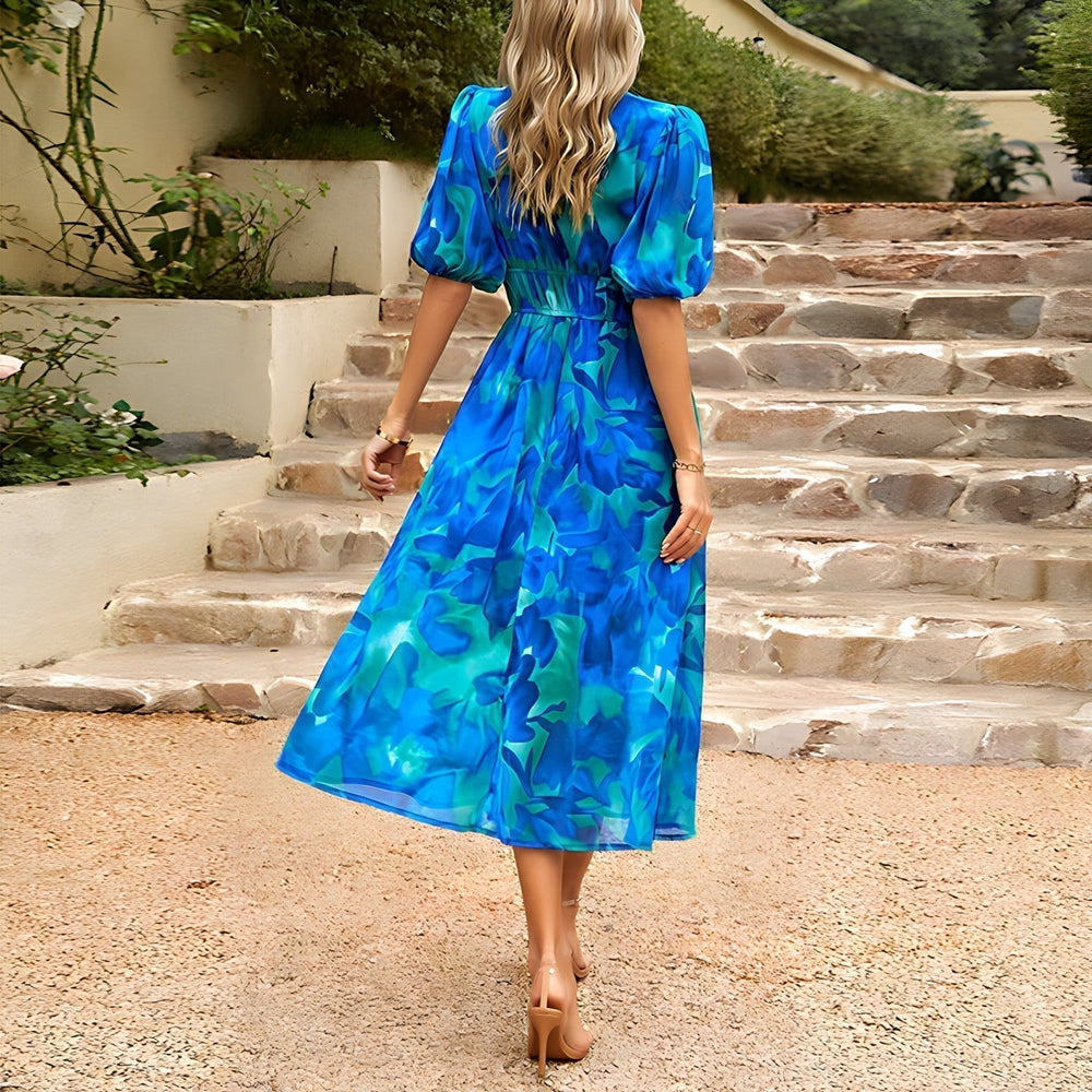 Sorina Romantic Garden-Print Dress for Sunny Days