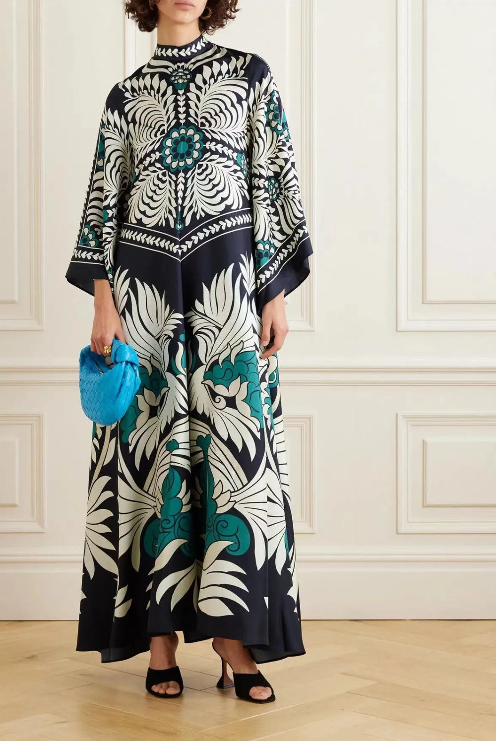 Sculpted Elegance Floral Maxi Dress