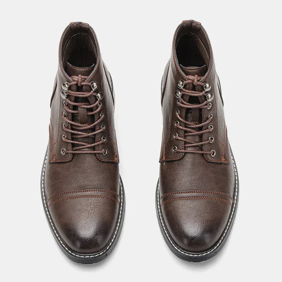 Renato Classic Lace-Up Leather Ankle Derby Dress Boots