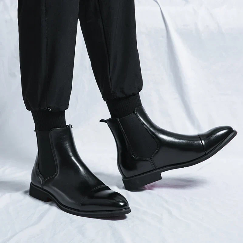 Tiberio Faux Leather Elastic Side Ankle Chelsea Boots