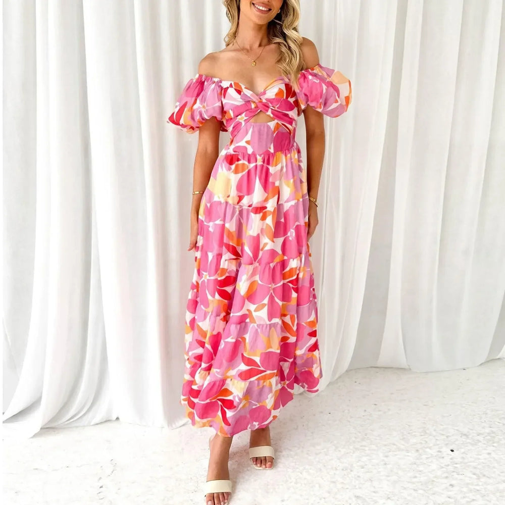 Mira Floral V-Neck Maxi Dress for Weddings and Galas