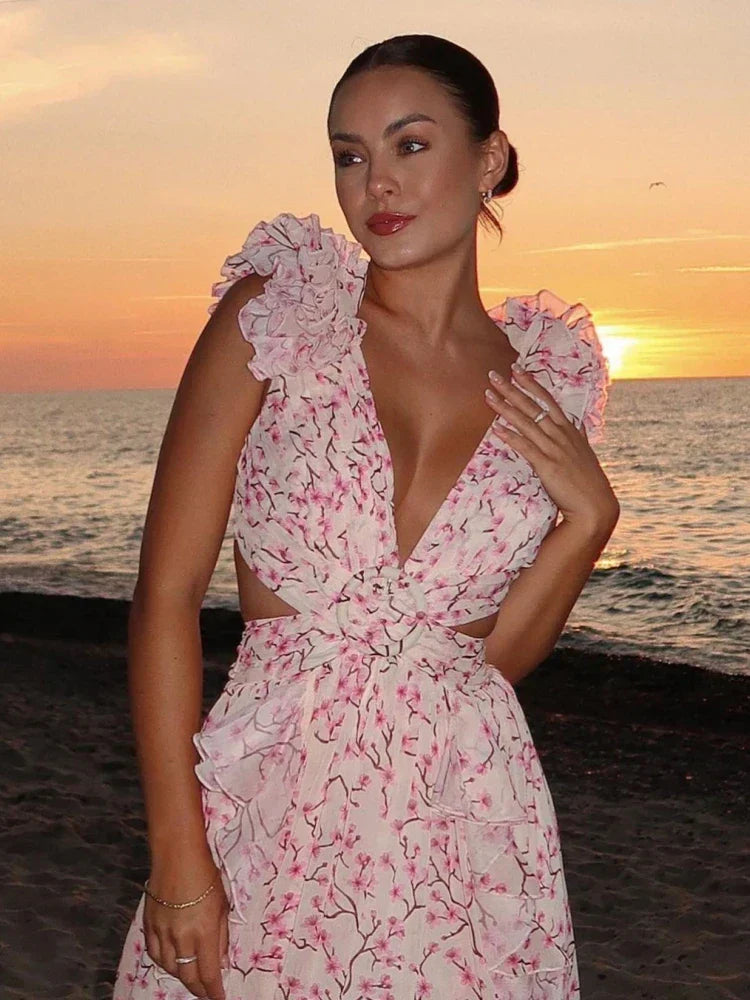 Lexi Backless Ruffle Maxi Dress