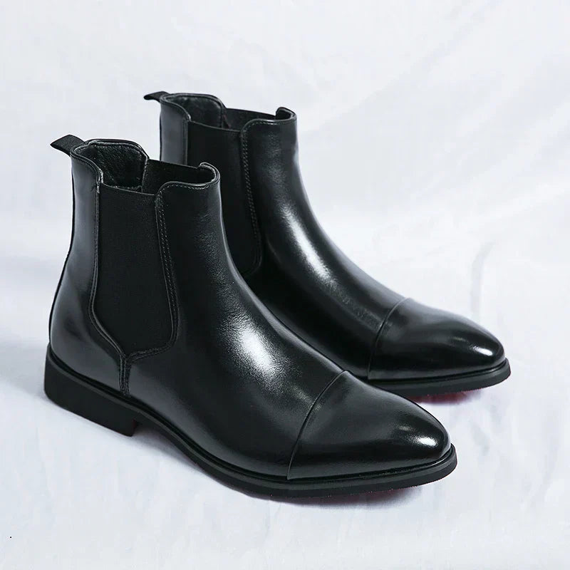 Tiberio Faux Leather Elastic Side Ankle Chelsea Boots