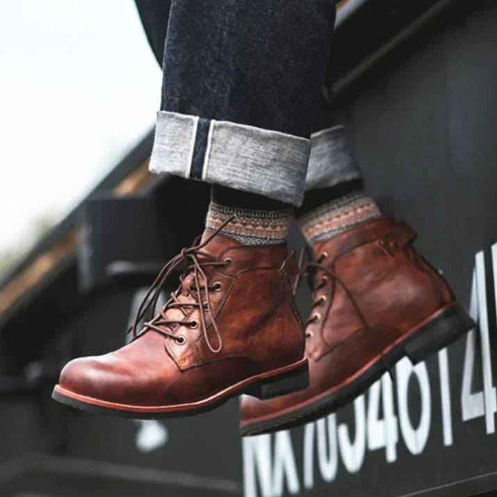 Marchisio Leather High-Top Outdoor Casual Ankle Boots