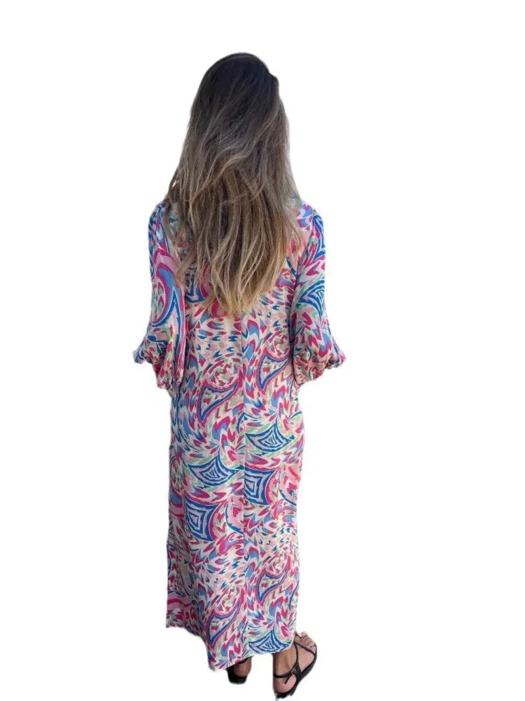 Solstice Bloom Boho Pocket Maxi Dress