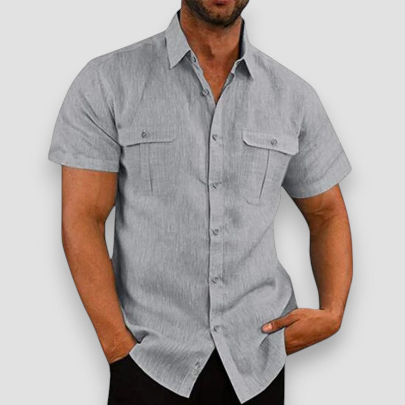 Kasper Short-Sleeve Linen Shirt