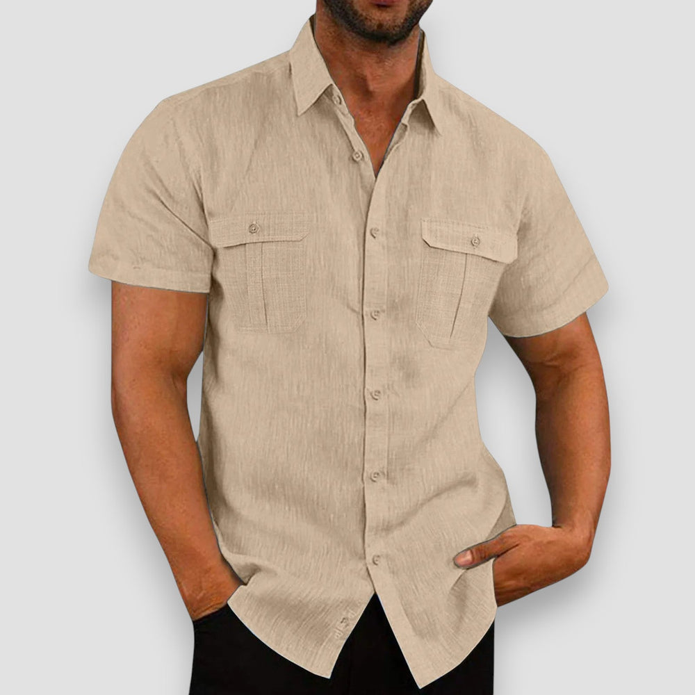 Kasper Short-Sleeve Linen Shirt