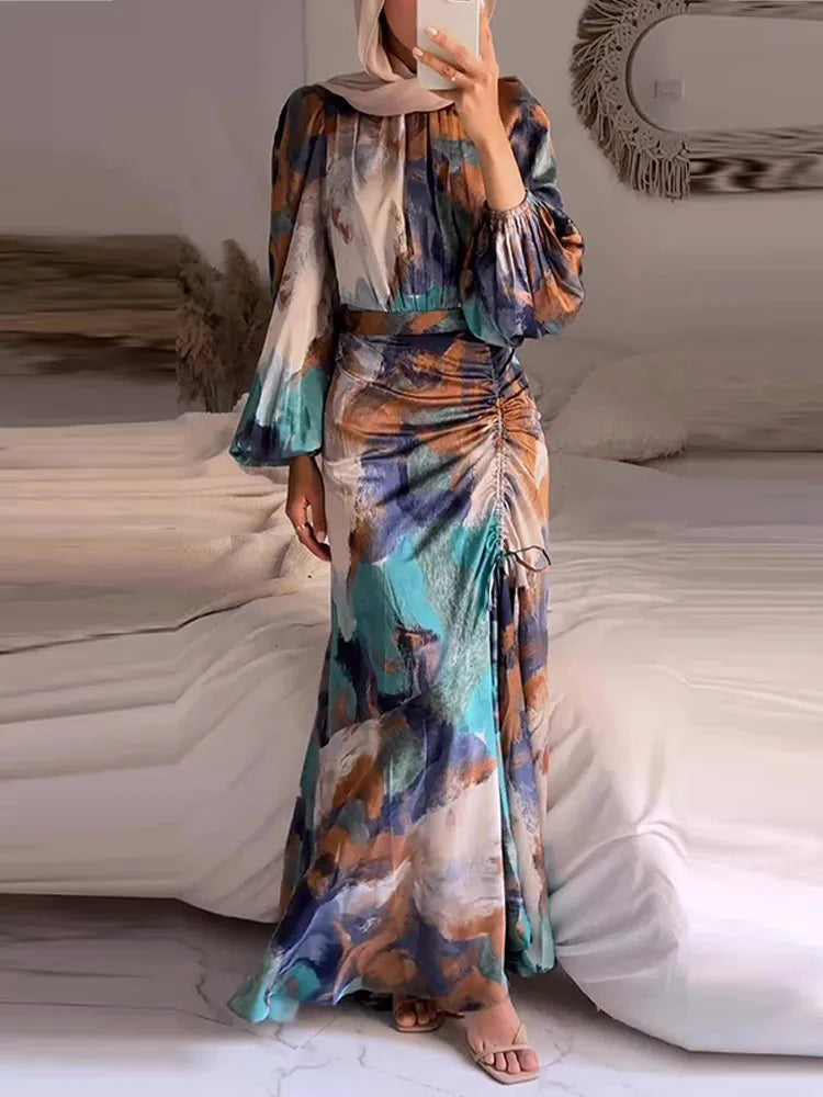 Samarah Ruched Puff-Sleeve Dress