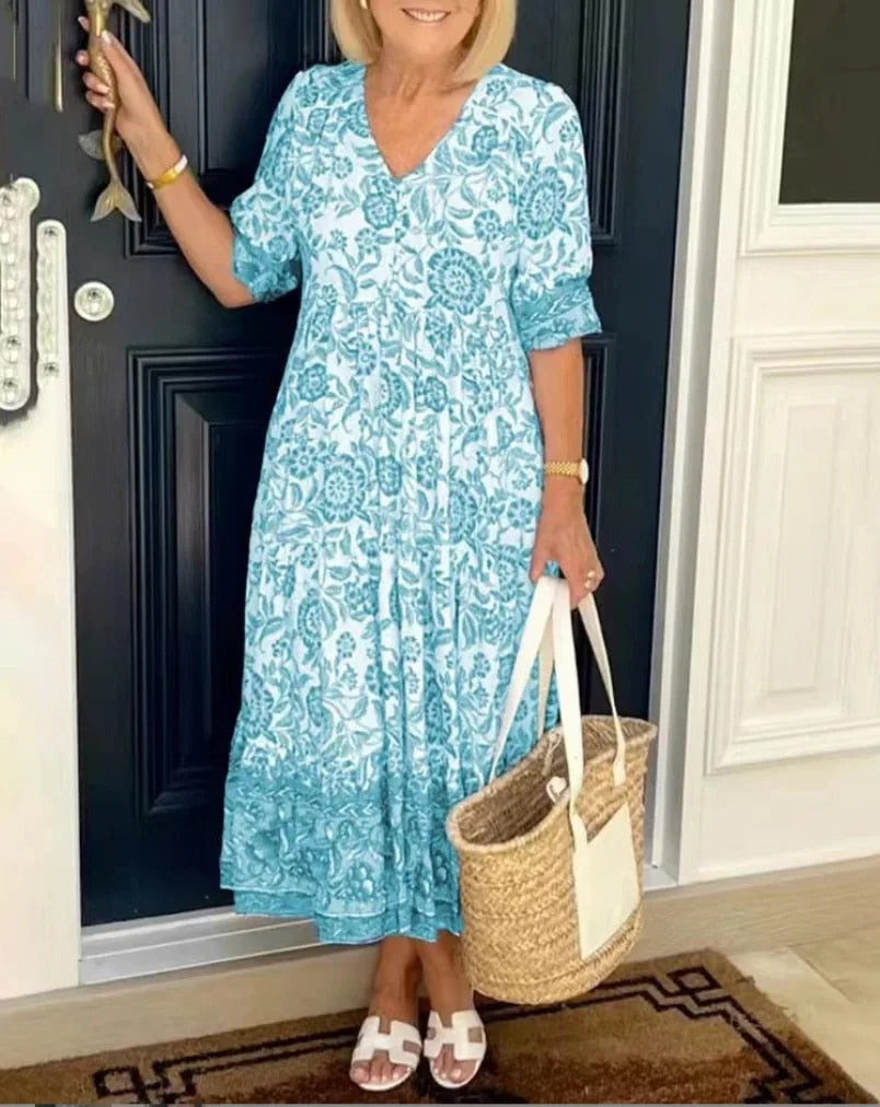Evelyn Floral V-Neck Dress