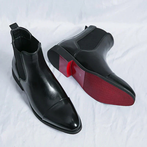 Tiberio Faux Leather Elastic Side Ankle Chelsea Boots