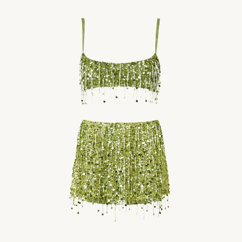 Leilani Beaded Fringe Two-Piece Set