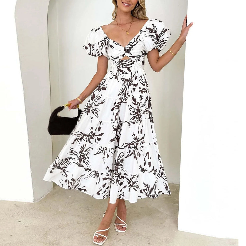 Mira Floral V-Neck Maxi Dress for Weddings and Galas
