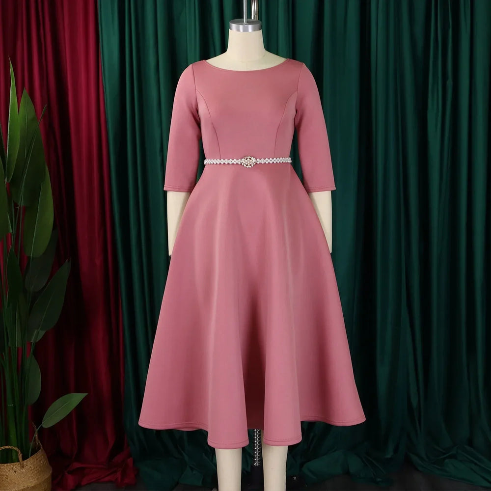 Alessia Pleated A-Line Maxi Dress With Belt
