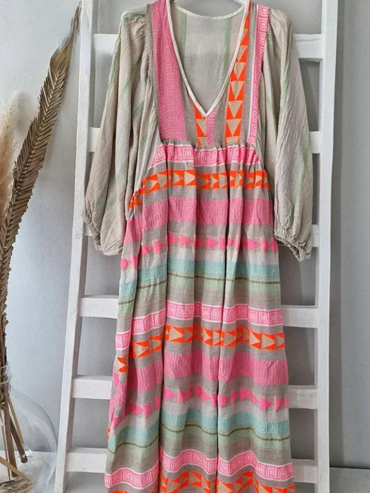 Cassandra Boho V-Neck Dress