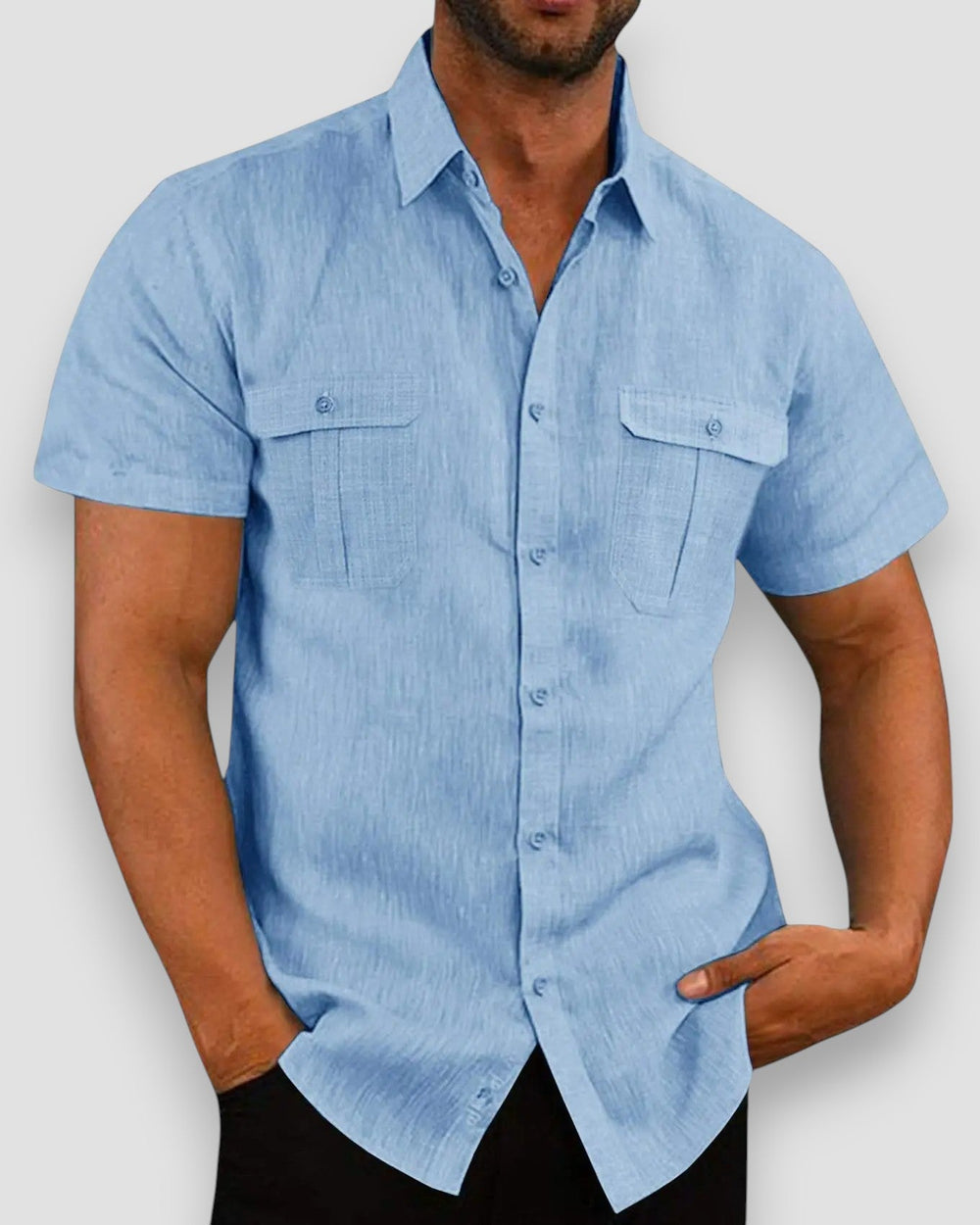 Kasper Short-Sleeve Linen Shirt