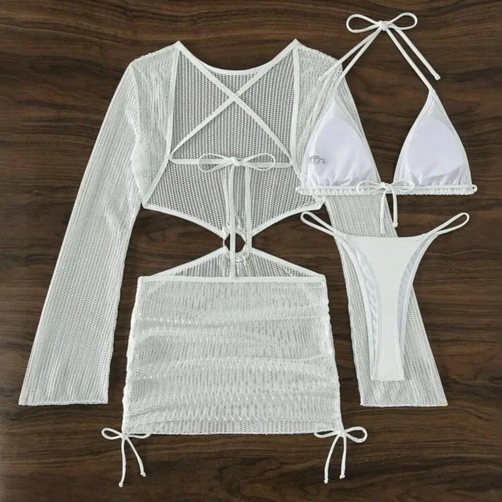 Whisper Mesh Cover-Up Bikini Set Dress
