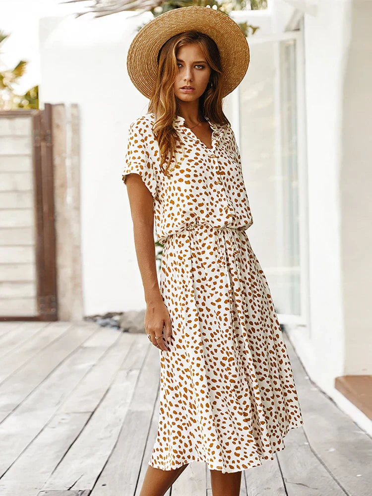 Florienne Vintage Belted Shirt Dress with Floral Print