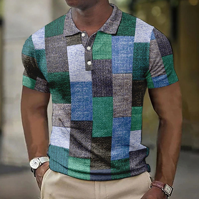 Ronan Multicolor Velvet Short Sleeve Casual Polo Shirt