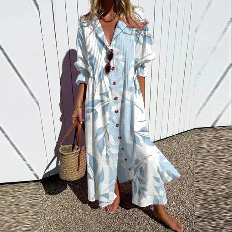 Olivia Short Sleeve Flowy Boho Chic Summer Maxi Dress