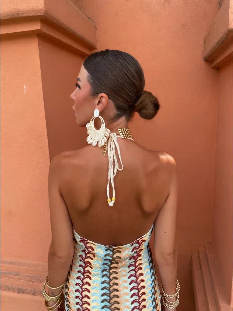 Delara Backless V-Neck Maxi Dress