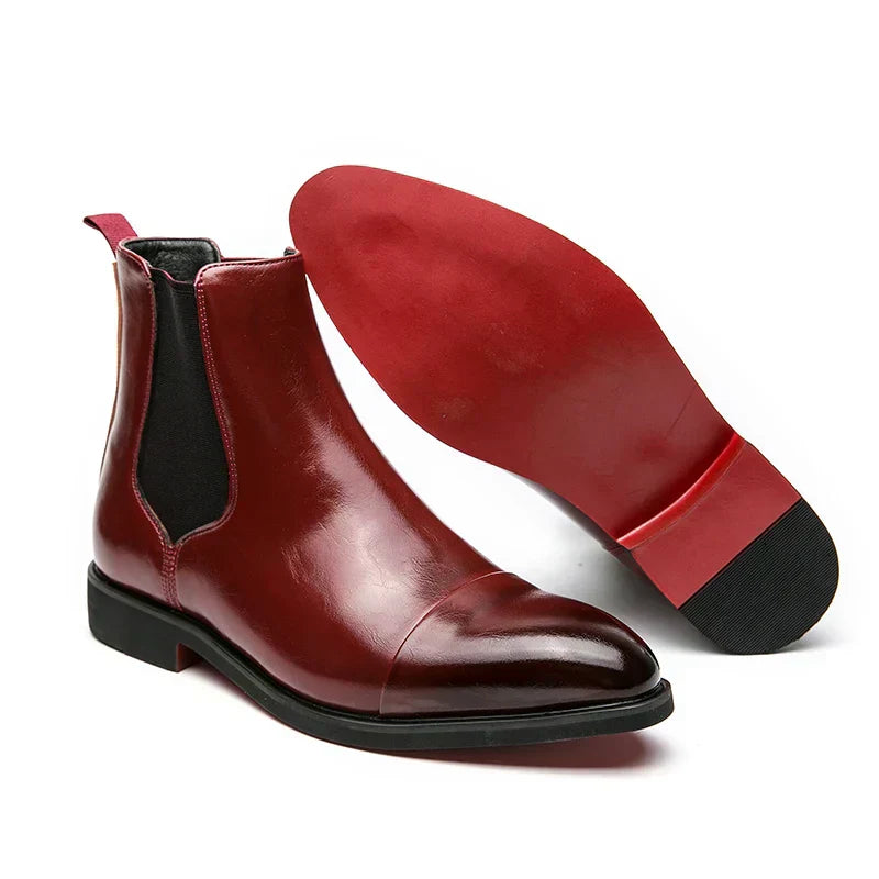 Tiberio Faux Leather Elastic Side Ankle Chelsea Boots