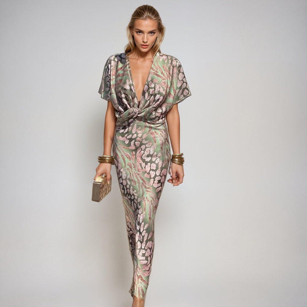 Selin Maxi Dress in Green or Brown