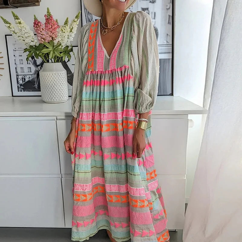 Zinnia Empire Print Vintage Dress