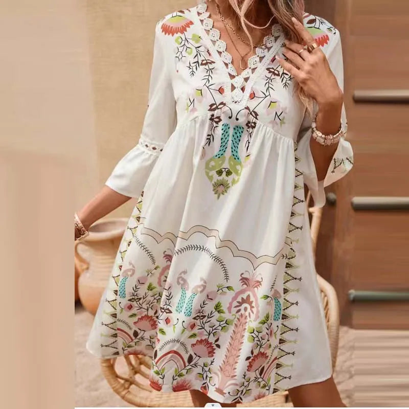 Aurora V-Neck A-Line Beach Dress