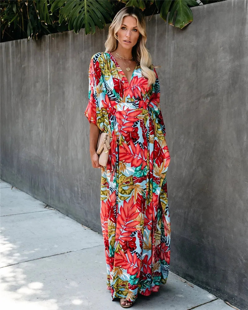 LunaBloom plus size Kimono Wickel Maxikleid Dress